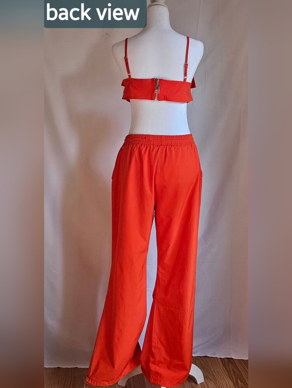 MUY MUY Fancy Collection 2 Piece Cargo Pant Set Orange Crop Top Size L - Picture 4 of 15